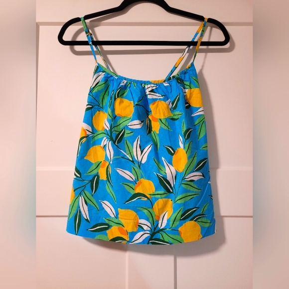 Print Fresh Tops - Print Fresh Organic Cotton Camisole Top Sz M Lemon Print Mediterranean Tropical